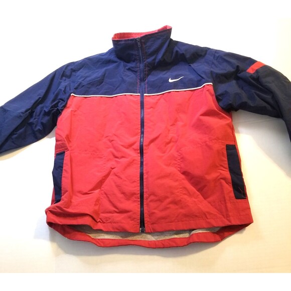 Vintage Nike Boys Red Navy Blue Jacket Lightweight Full Zipper Size 5-6 Pocket - Picture 9 of 9